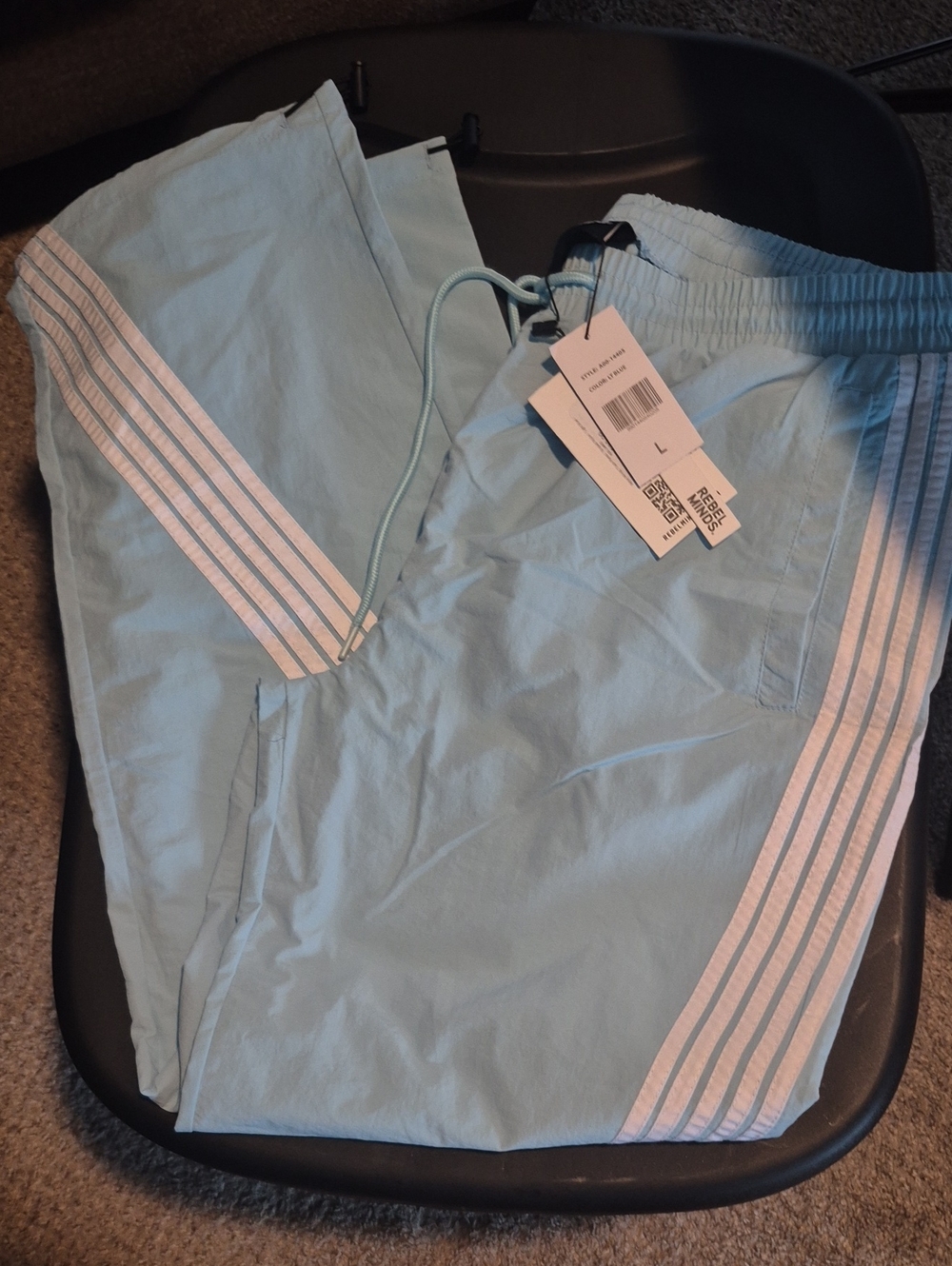 Light Blue  Track Pants with White Stripe Detail